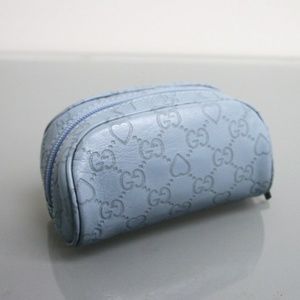 Women's Gg Heart Makeup Case Cosmetic Leather Bag